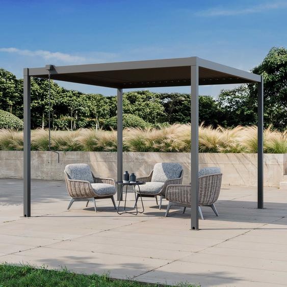 3x3m Pergola anthracite, lames en anthracite orientables - (GFPV01107)