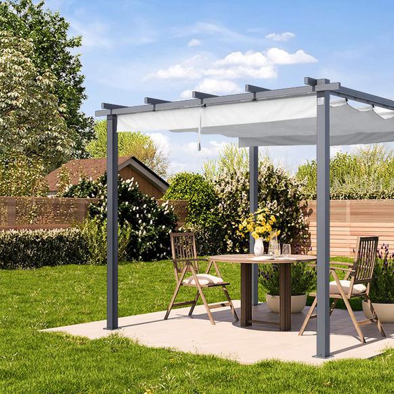3x3m Pergola gris-perle, toile dombrage gris perle - (400100)