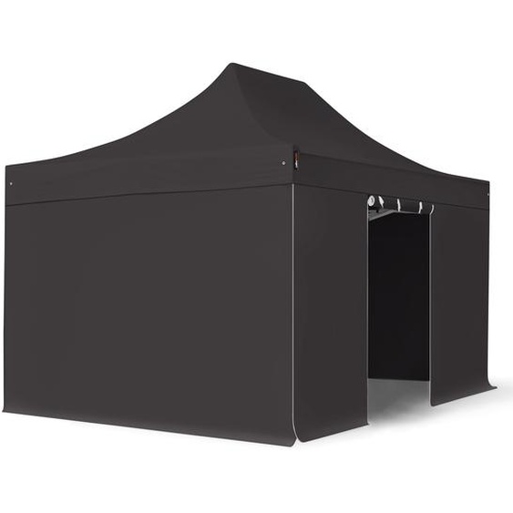 3x4,5 m Tonnelle pliante Acier, PES 750, côtés sans fenêtre, noir - (600042)