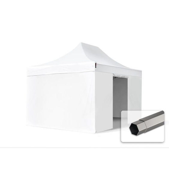 3x4,5 m Tonnelle pliante Acier, PVC 800, côtés sans fenêtre, blanc - (600119)