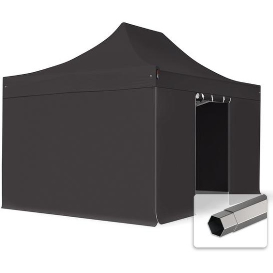 3x4,5 m Tonnelle pliante Acier, PVC 800, côtés sans fenêtre, noir - (600115)