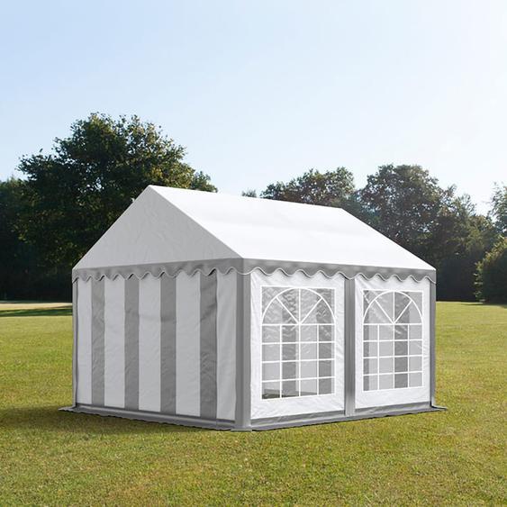 3x4 m tente de réception, PVC 700, H. 2 m, gris-blanc - (6155)