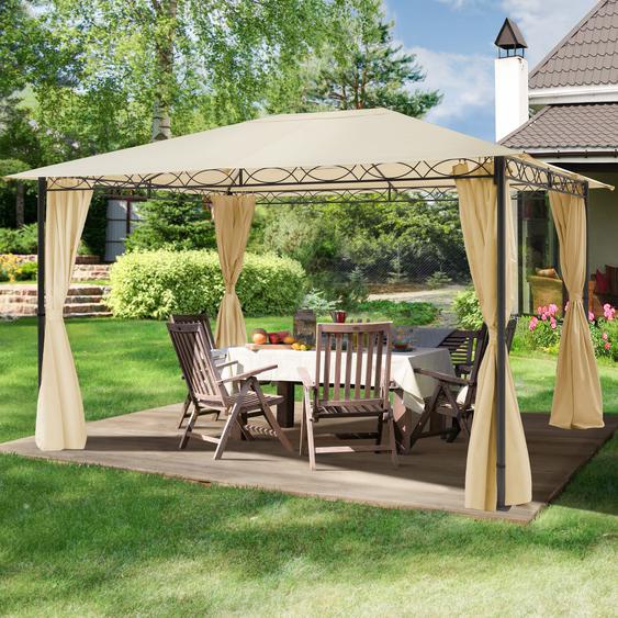 3x4 m Tonnelle de jardin, acier, toit souple, champagne - (300110)