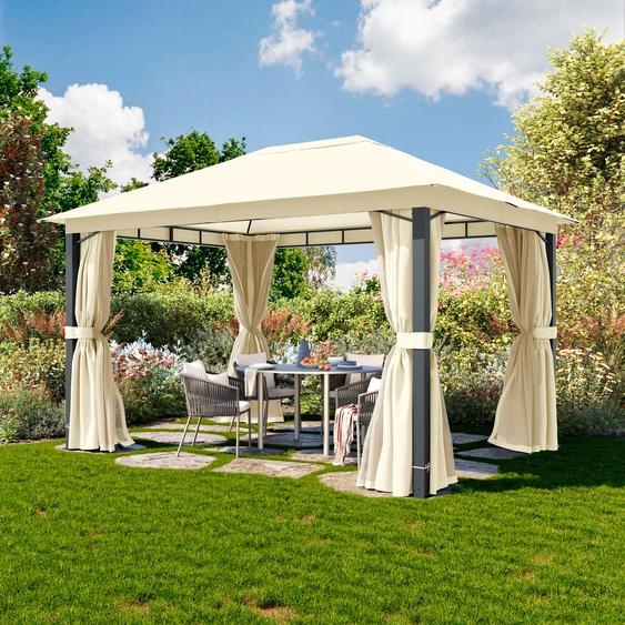 3x4 m Tonnelle de jardin, Aluminium, toit souple, champagne - (300685)
