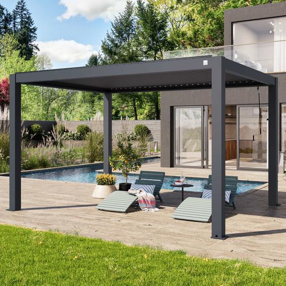 3x4m Pergola anthracite, lames en anthracite orientables - (400126)