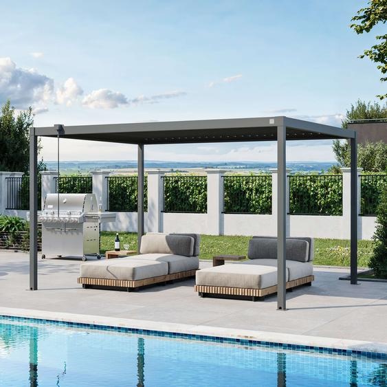 3x4m Pergola anthracite, lames en anthracite orientables - (GFPV01111)