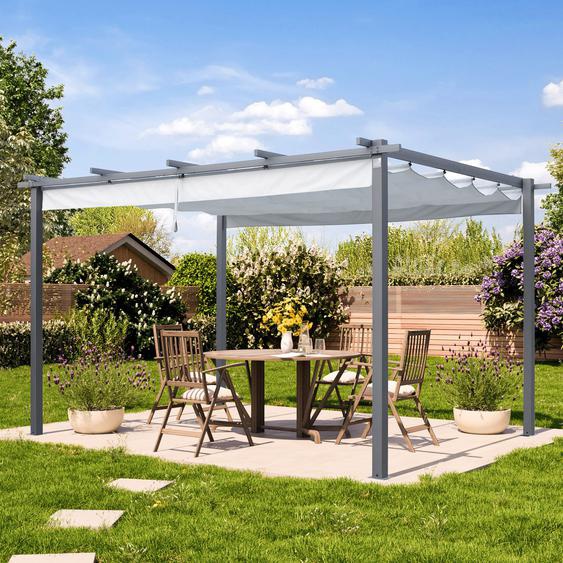 3x4m Pergola gris-perle, toile dombrage gris perle - (400102)