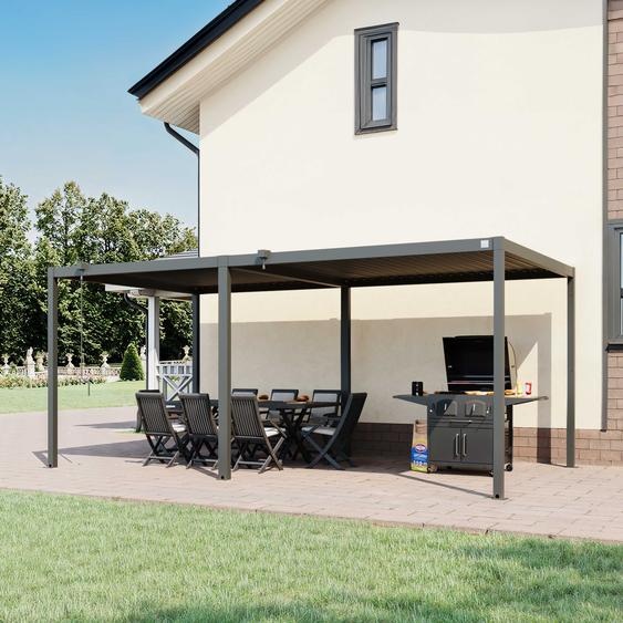 3x5,5m Pergola anthracite, lames en anthracite orientables - (GFPV01106)