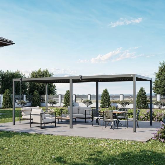 3x6,5m Pergola anthracite, lames en anthracite orientables - (GFPV01110)