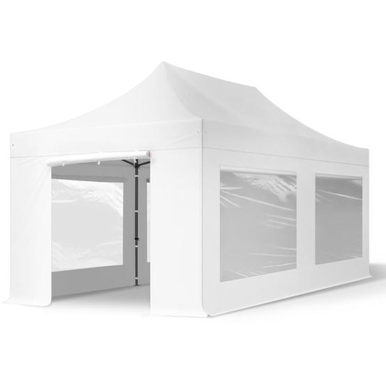 3x6 m Tonnelle pliante Acier, PES 750, côtés panoramiques, blanc - (600085)