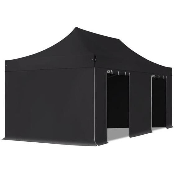 3x6 m Tonnelle pliante Acier, PES 750, côtés sans fenêtre, noir - (600065)