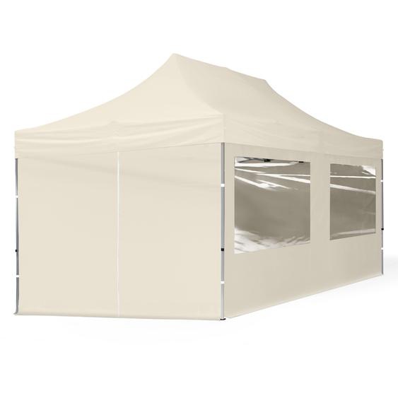 3x6 m Tonnelle pliante Alu, PES 700, côtés panoramiques, crème - (59023)