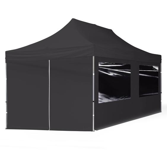 3x6 m Tonnelle pliante Alu, PES 700, côtés panoramiques, noir - (59031)