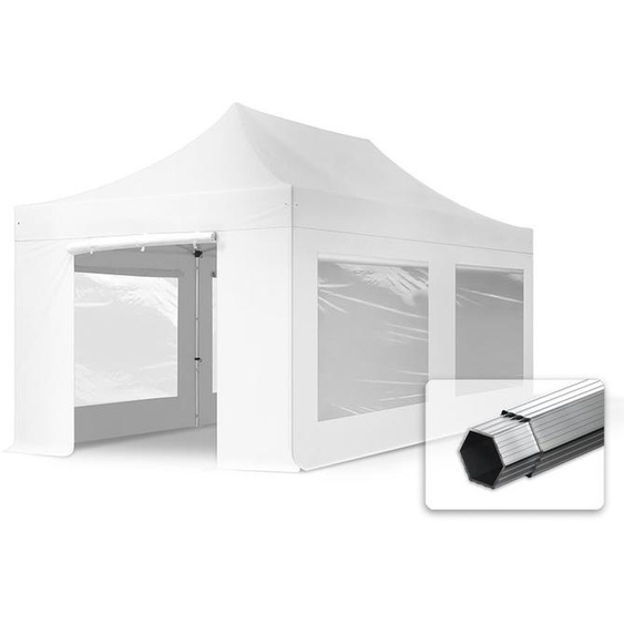 3x6 m Tonnelle pliante Alu, PES 800, côtés panoramiques, blanc - (600225)