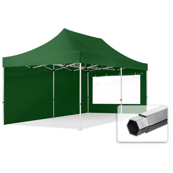 3x6 m Tonnelle pliante Alu, PES 800, côtés panoramiques, vert foncé - (600234)