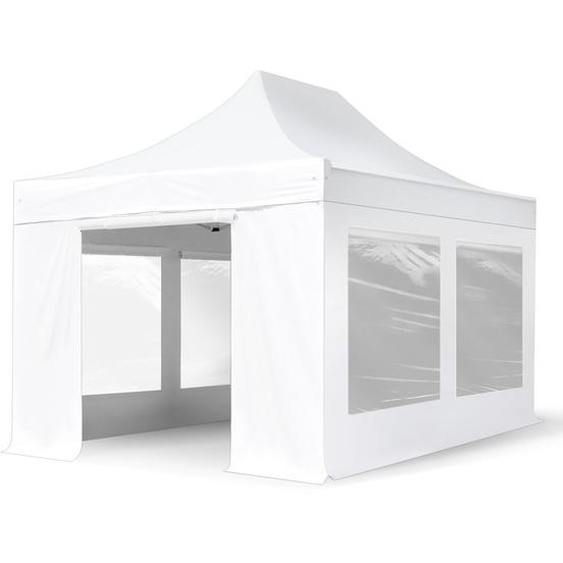 3x6 m Tonnelle pliante Alu, PVC 850, côtés panoramiques, blanc - (582045)