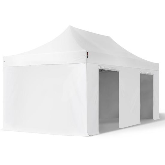 3x6 m Tonnelle pliante Alu, PVC 850, côtés sans fenêtre, blanc - (578688)