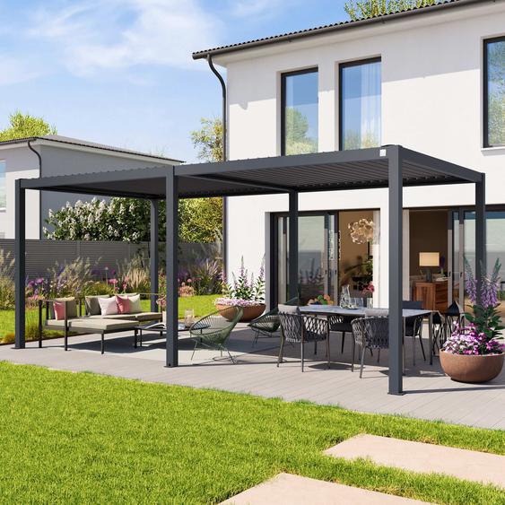 3x6m Pergola anthracite, lames en anthracite orientables - (400124)