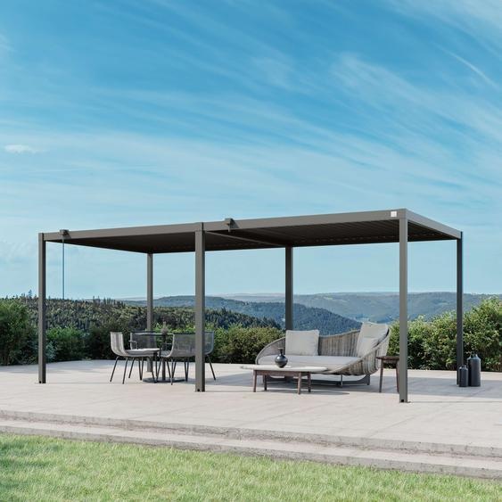 3x6m Pergola anthracite, lames en anthracite orientables - (GFPV01108)