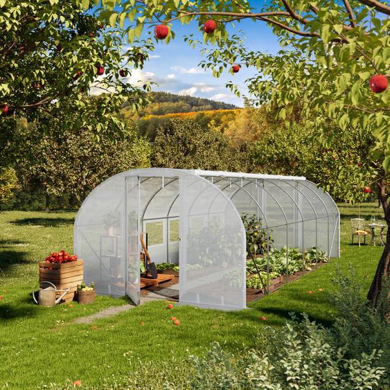 3x6m Serre tunnel, Bâche PE, blanc - (8997)
