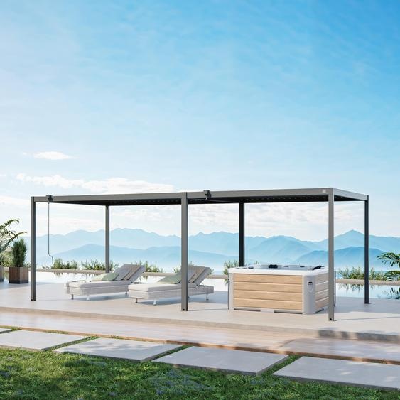 3x7m Pergola anthracite, lames en anthracite orientables - (GFPV01112)