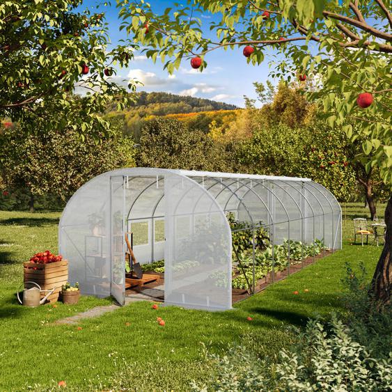 3x8m Serre tunnel, Bâche PE, blanc - (8998)