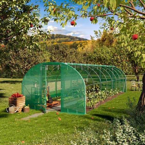 3x8m Serre tunnel, Bâche PE, vert - (8991)