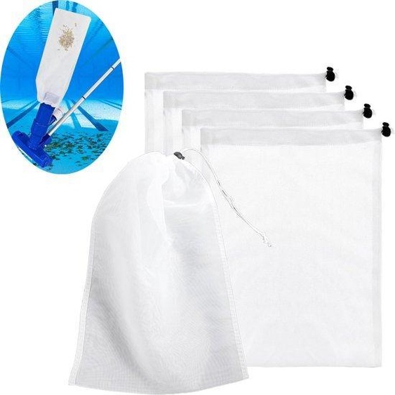 4 filtres en tissu pour piscine - Filtres en tissu - Filtres de rechange pour aspirateur de piscine - Filtres en filet pour piscine - Filtres de rechange pour aspirateur de piscine - Réutilisables - Blanc