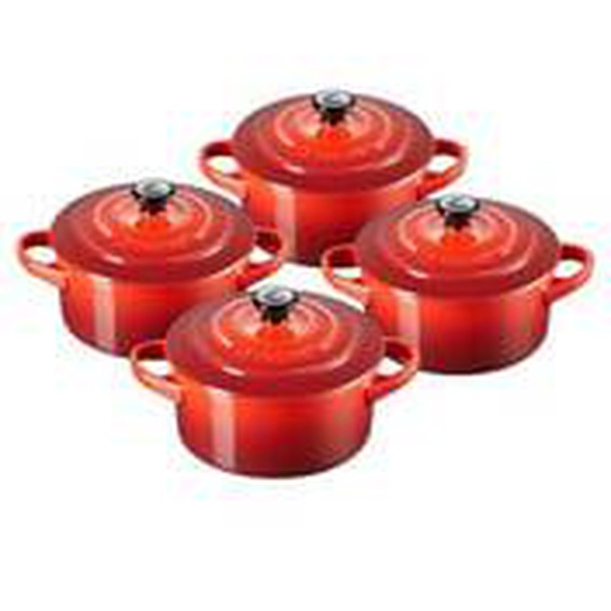 4 mini cocottes céramique cerise Ø10 cm
