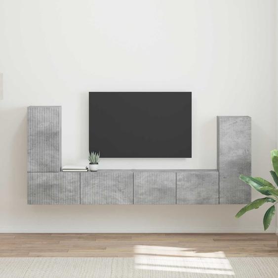 Ensemble meuble TV 4 pcs Gris béton Bois dingénierie