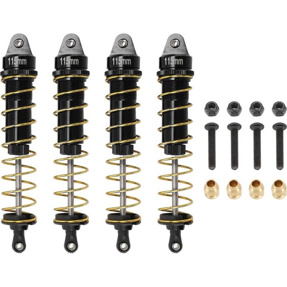 4 pièces damortisseurs en alliage daluminium 115mm suspension métallique pour 1/10 RC Crawler voiture noir