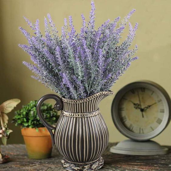 4 pièces de fleurs artificielles flocage plastique bouquet de lavande fausse plante bouquet de mariage intérieur