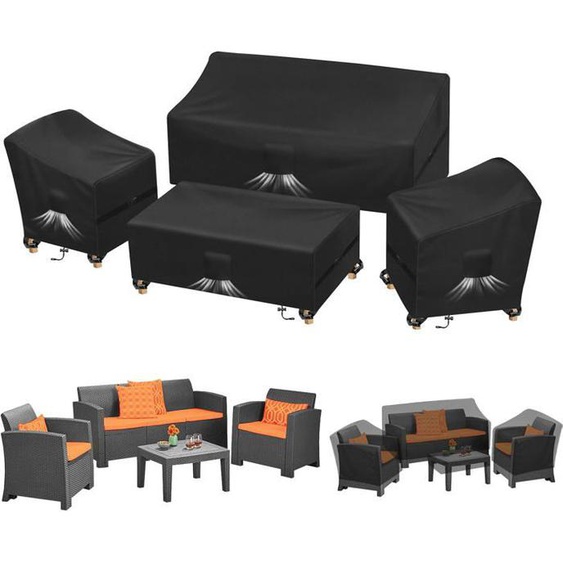 4 Pièces Véranda Extérieure Ensemble De Housses,Housse De Meubles De Patio,De Meubles De Jardin De Patio Étanche Véranda Extérieur