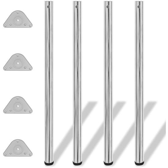 4 pieds de table réglables en hauteur 1100 mm Chromé