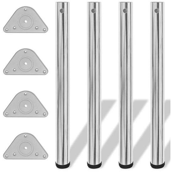 4 pieds de table réglables en hauteur 710 mm Chromé