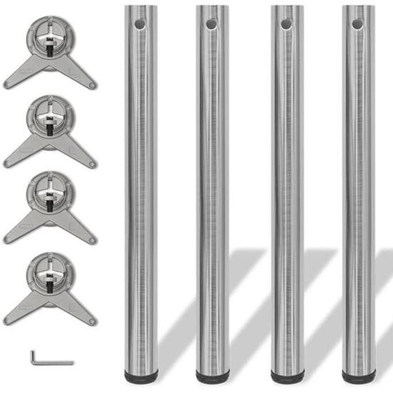 4 pieds de table réglables en hauteur 710 mm Nickel brossé