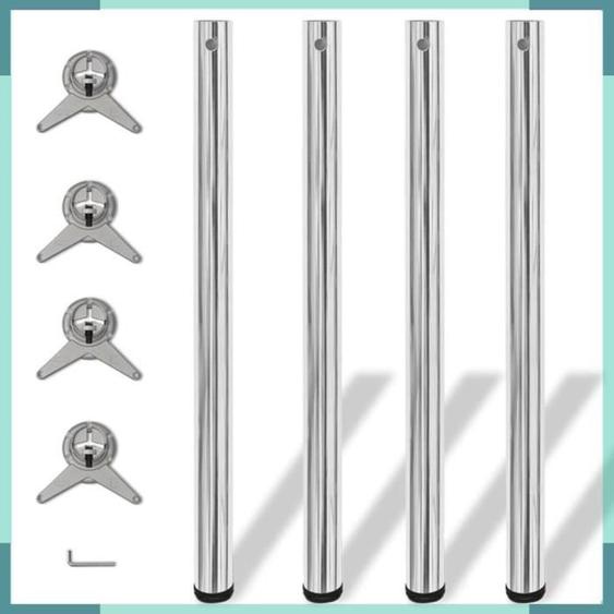 4 pieds de table réglables en hauteur 870 mm Chromé-FHE242134