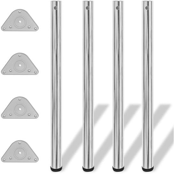 4 pieds de table réglables en hauteur 870 mm Chromé