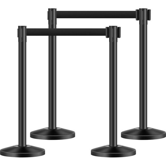 4 poteaux avec 4 sangles rétractables et base creuse à injection de sable