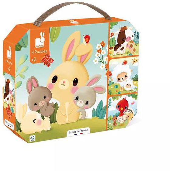 4 Puzzles Évolutifs Animaux Ferme Orange