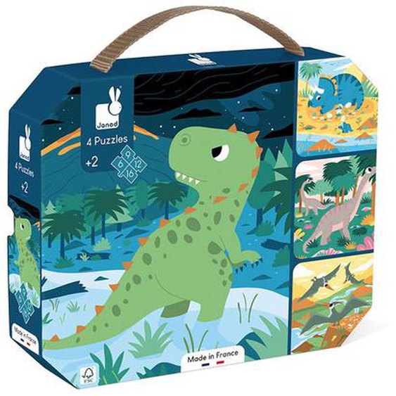 4 Puzzles Évolutifs Dinosaures Bleu