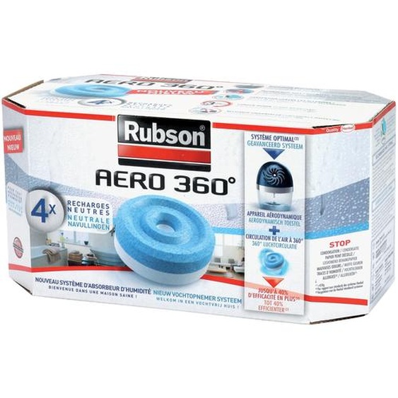 4 recharges Rubson pour absorbeur dhumidité Aéro 360°