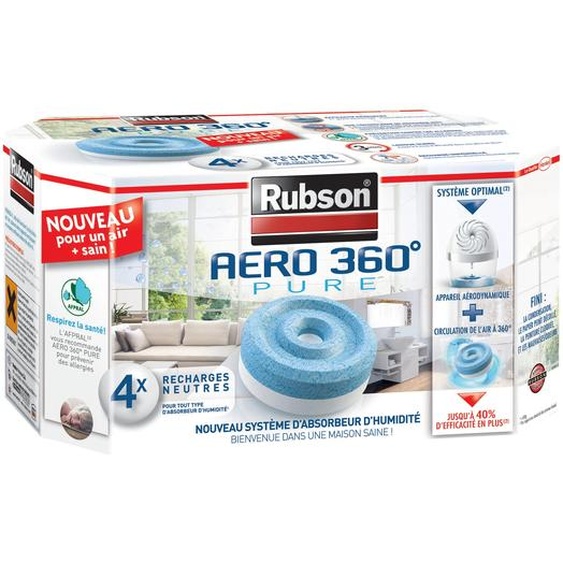 4 recharges Rubson pour absorbeur dhumidité Aéro 360° Pure