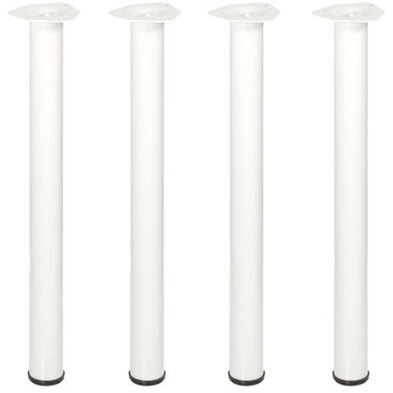 4 un. Pied de table rond en acier diamètre 60mm hauteur 710mm peinture blanche avec régulateur de nivellement