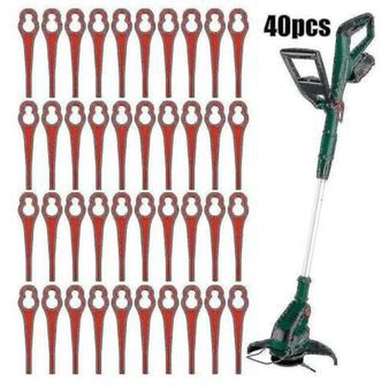SNQ - 40 pièces lames de rechange pour Parkside Prta 20-lia1 Lidl Ian 3 46 91099406 coupe gazon lame de coupe en plastique rouge