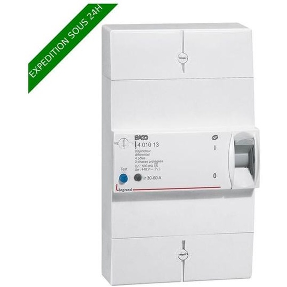 401013 enedis branchement disjoncteur, tétrapolaire différentiel, 500MA, sélectif, 60A - Legrand