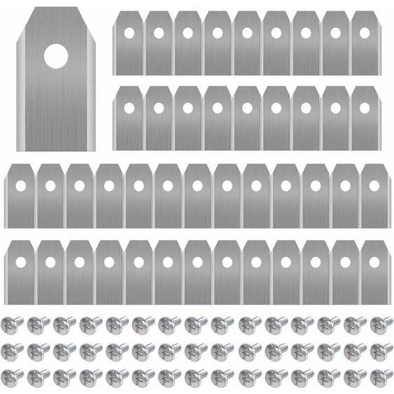 45 x Lames de Couteau en Titane pour Toutes Les Tondeuses Robotiques Husqvarn/Automower/ Yardforce/Gardena(3g-0.75mm) Avec 45 Vis, Lames de Rechange