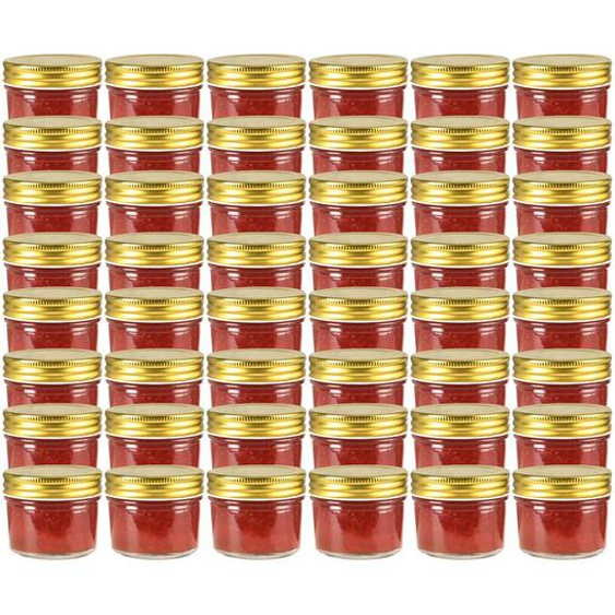 48 pcs Pots à confiture avec couvercle doré Verre 110 ml