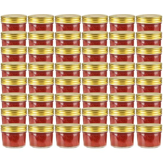 48 pcs Pots à confiture avec couvercle doré Verre 110 ml