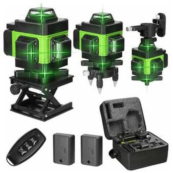 4D 16 Lignes Niveau Laser 3° Machine Auto-nivelante Batterie au Lithium Rechargeable usb avec Lignes dInclinaison Horizontales Verticales - Vert